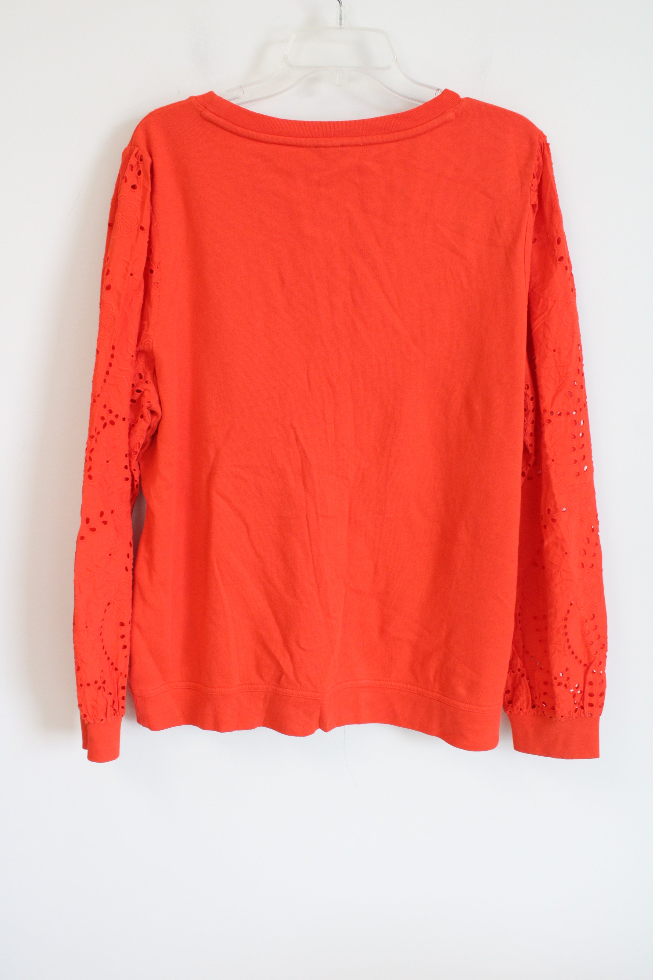 Talbots Poppy Orange Eyelet Long Sleeved Top | XL