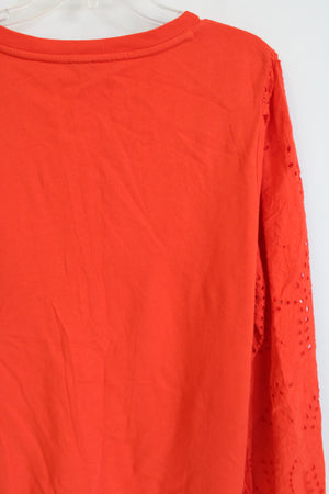 Talbots Poppy Orange Eyelet Long Sleeved Top | XL