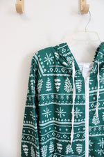 Ekouaer Green & White Snowflake & Christmas Tree Long Sleeved Hooded Onesie | M