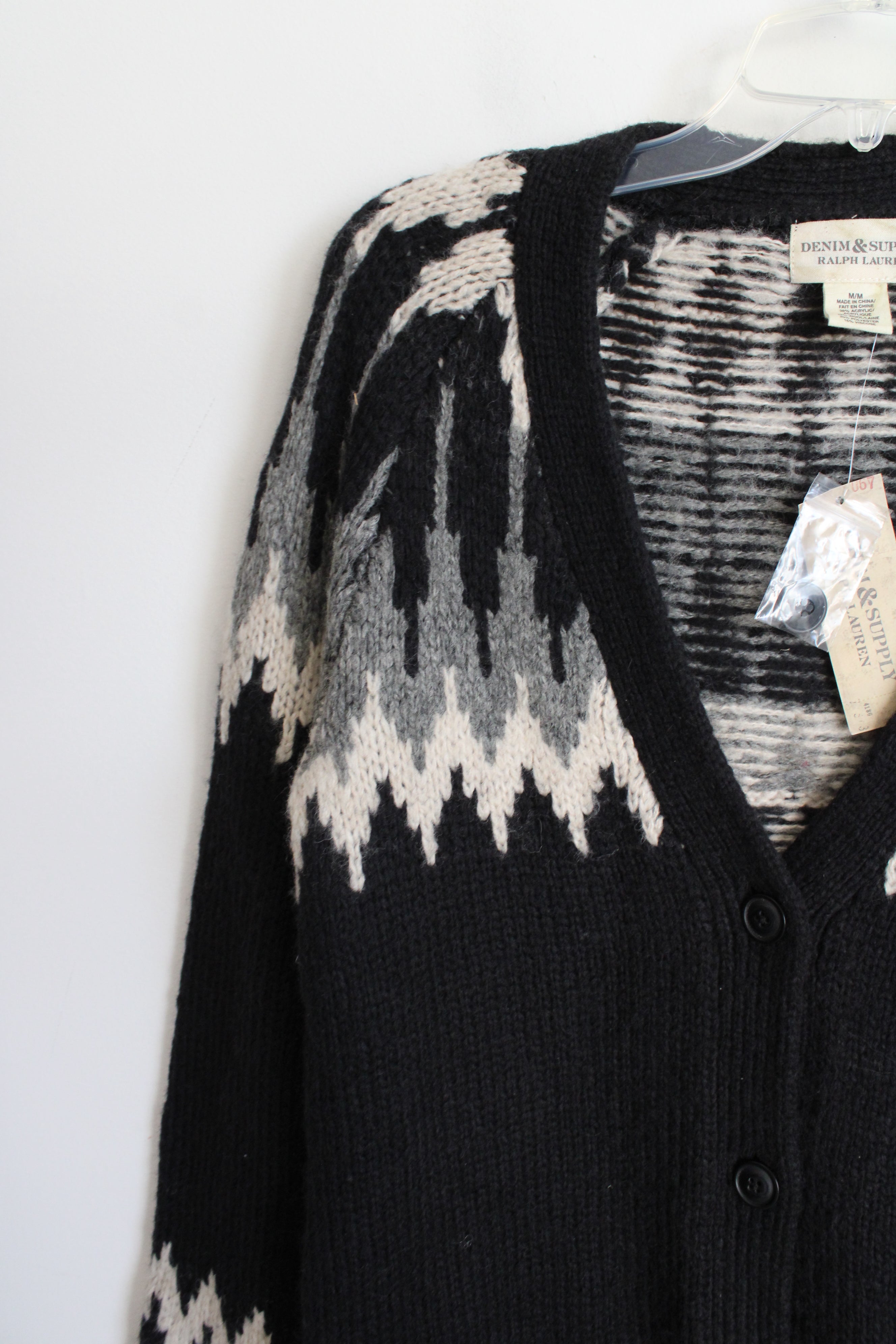 NEW Ralph Lauren Denim & Supply Black Knit Wool Blend Cardigan | M