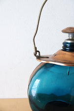 Vintage Blue Glass & Copper Lantern Musical Decanter