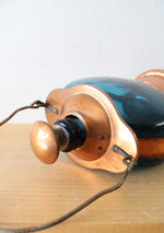 Vintage Blue Glass & Copper Lantern Musical Decanter