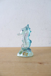 Fenton Hand Painted Blue Iridescent Glass Seahorse Figurine