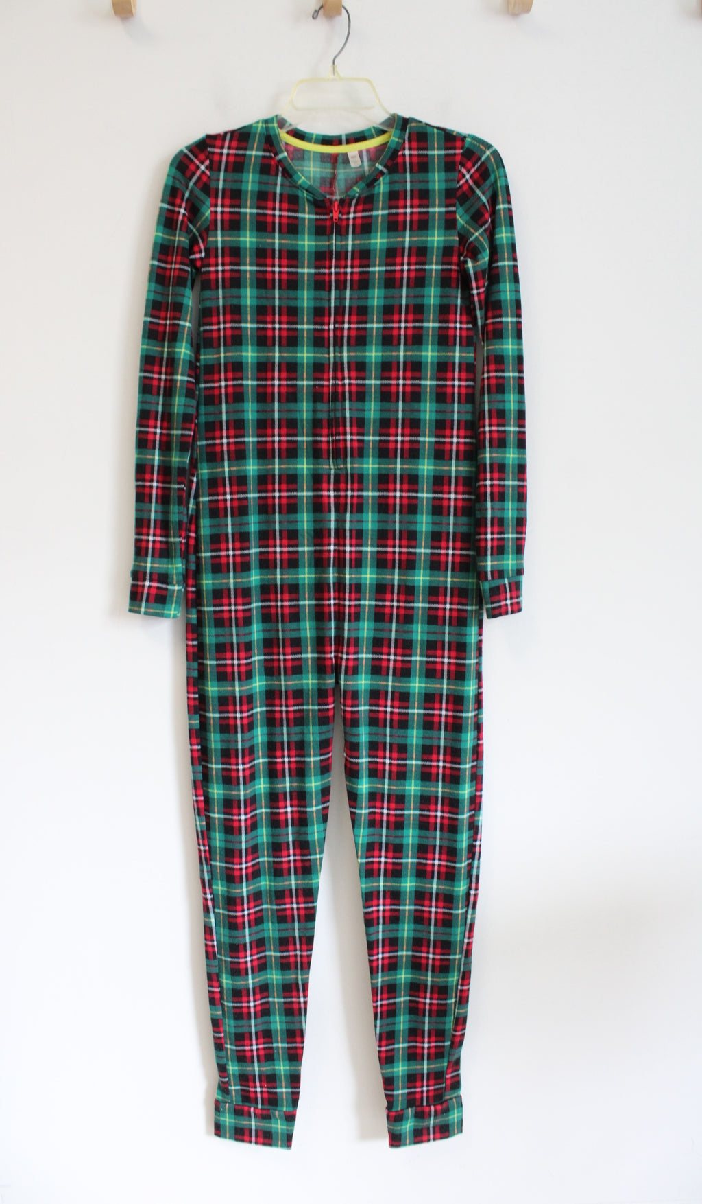 SO Intimates Red Green & Black Plaid Long Sleeved Onesie | XS