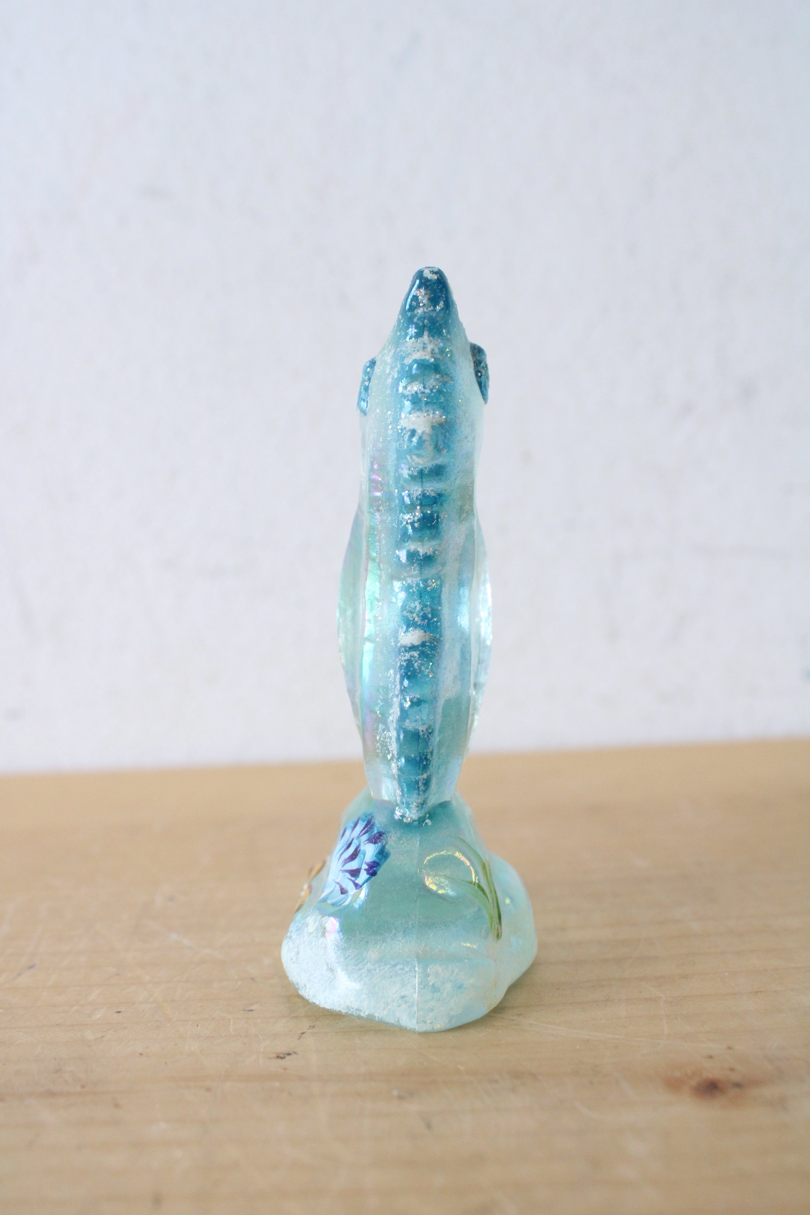 Fenton Hand Painted Blue Iridescent Glass Seahorse Figurine