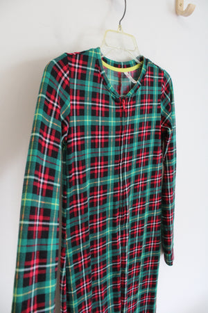 SO Intimates Red Green & Black Plaid Long Sleeved Onesie | XS