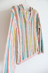 Hem & Thread Pink Blue Striped Knit Boho Style Sweater | S