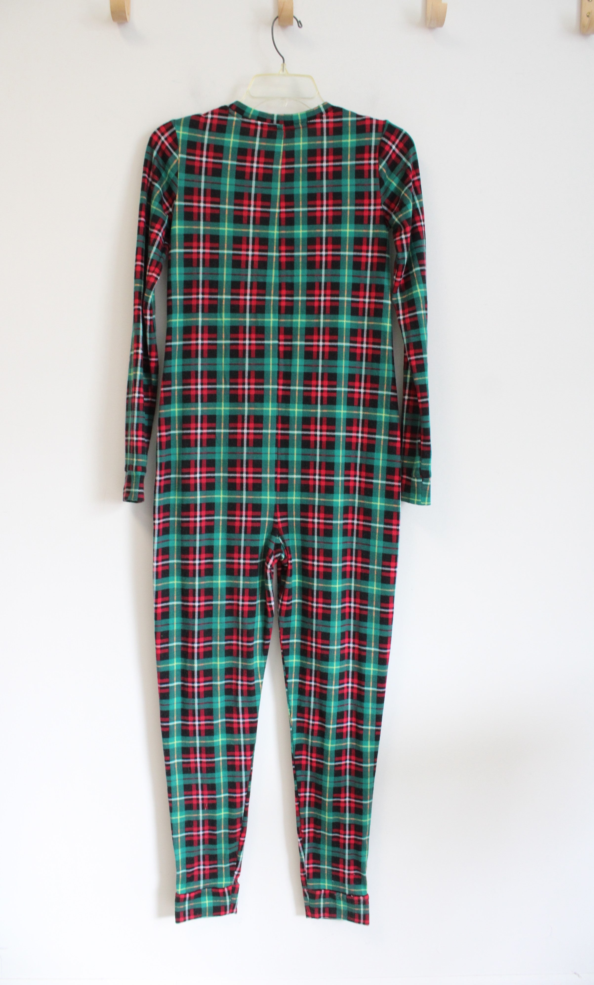 SO Intimates Red Green & Black Plaid Long Sleeved Onesie | XS