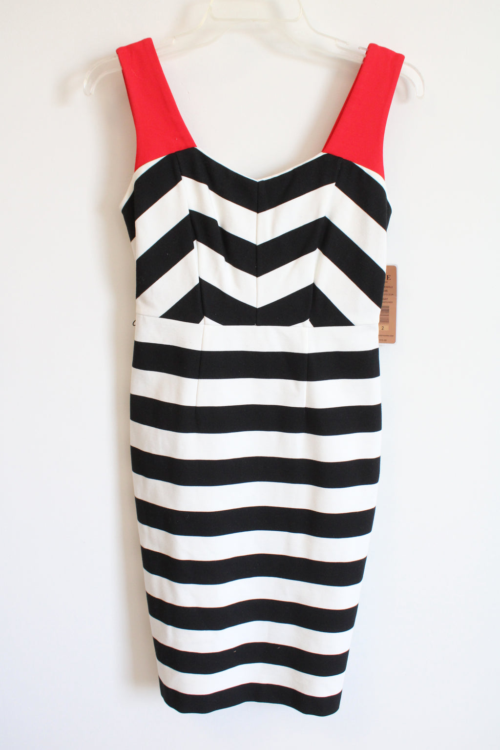 NEW Nue By Shani Black White Red Striped Dress | 2