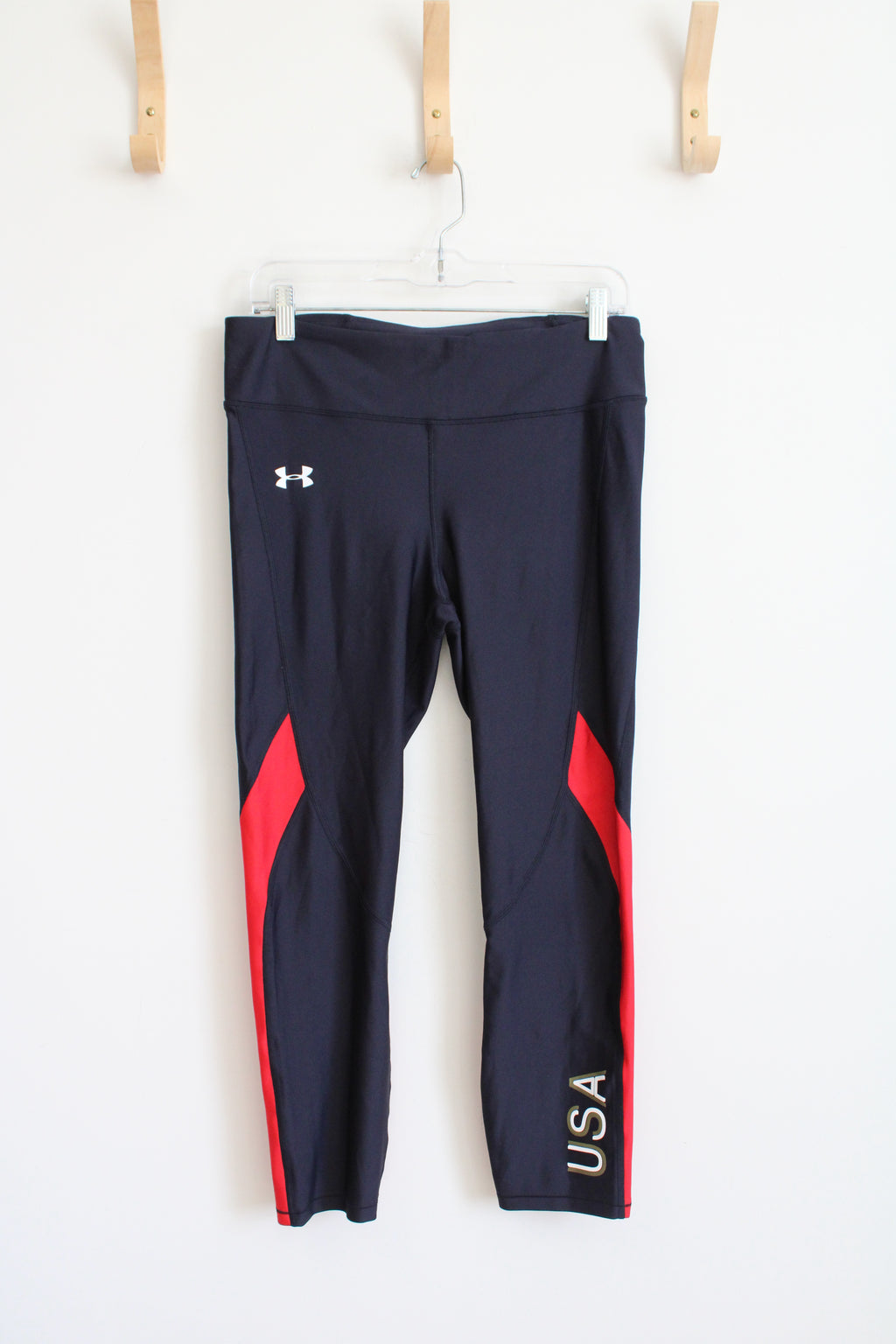 Under Armour Navy & Red Compression Leggings | L