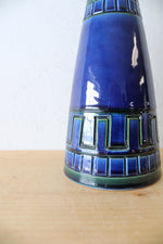 Cobalt Blue Rectangle Patterned Ceramic Vase