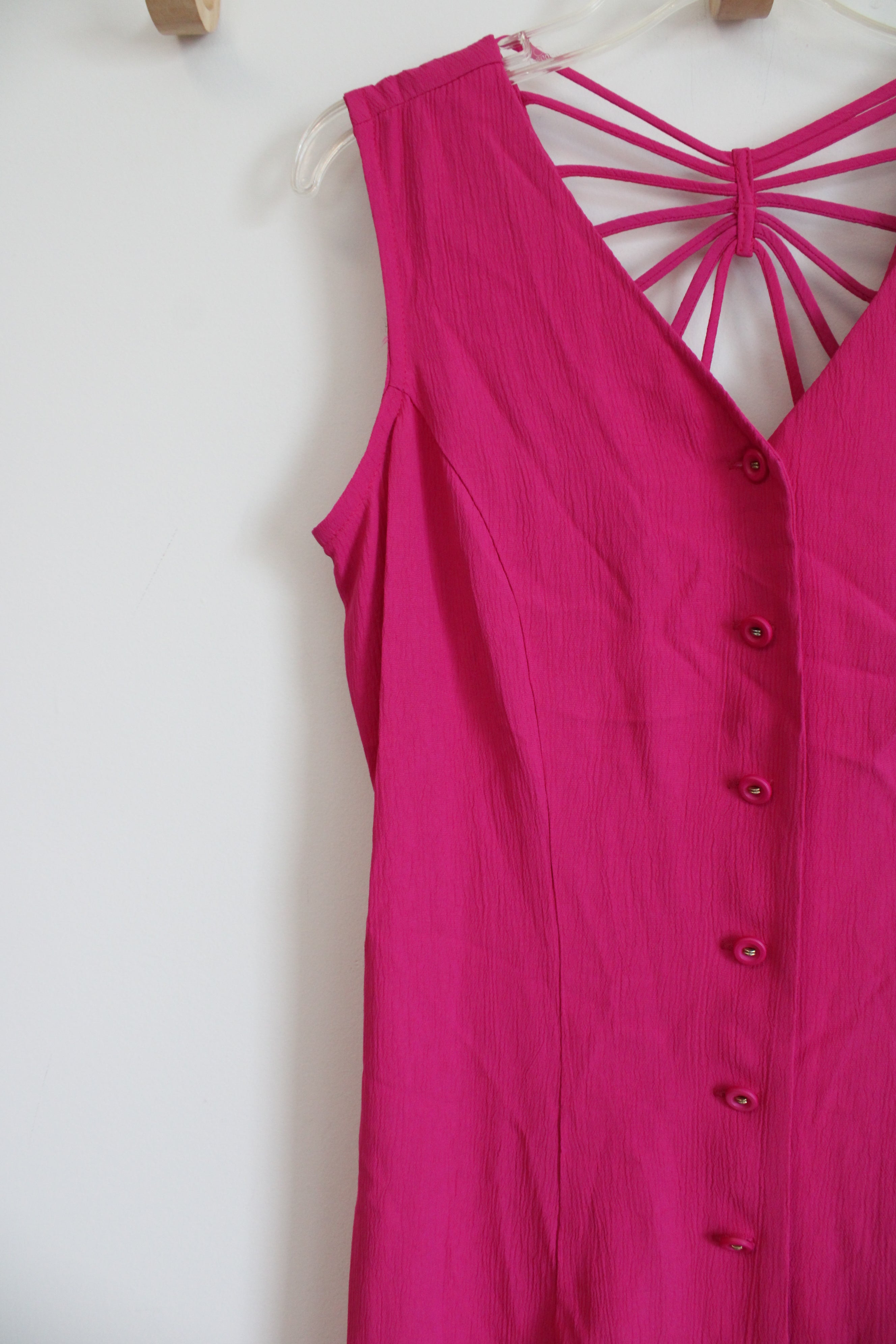 Scarlett Vintage Hot Pink Button Down Dress | 11