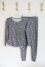 Old Navy Gray & White Star Waffle Knit 2-Piece Pajama Set | XS