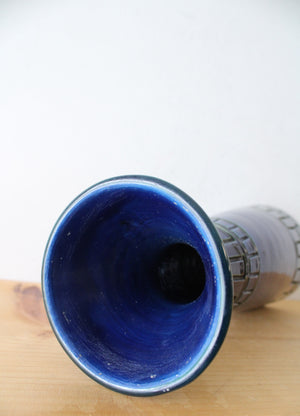 Cobalt Blue Rectangle Patterned Ceramic Vase