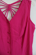 Scarlett Vintage Hot Pink Button Down Dress | 11