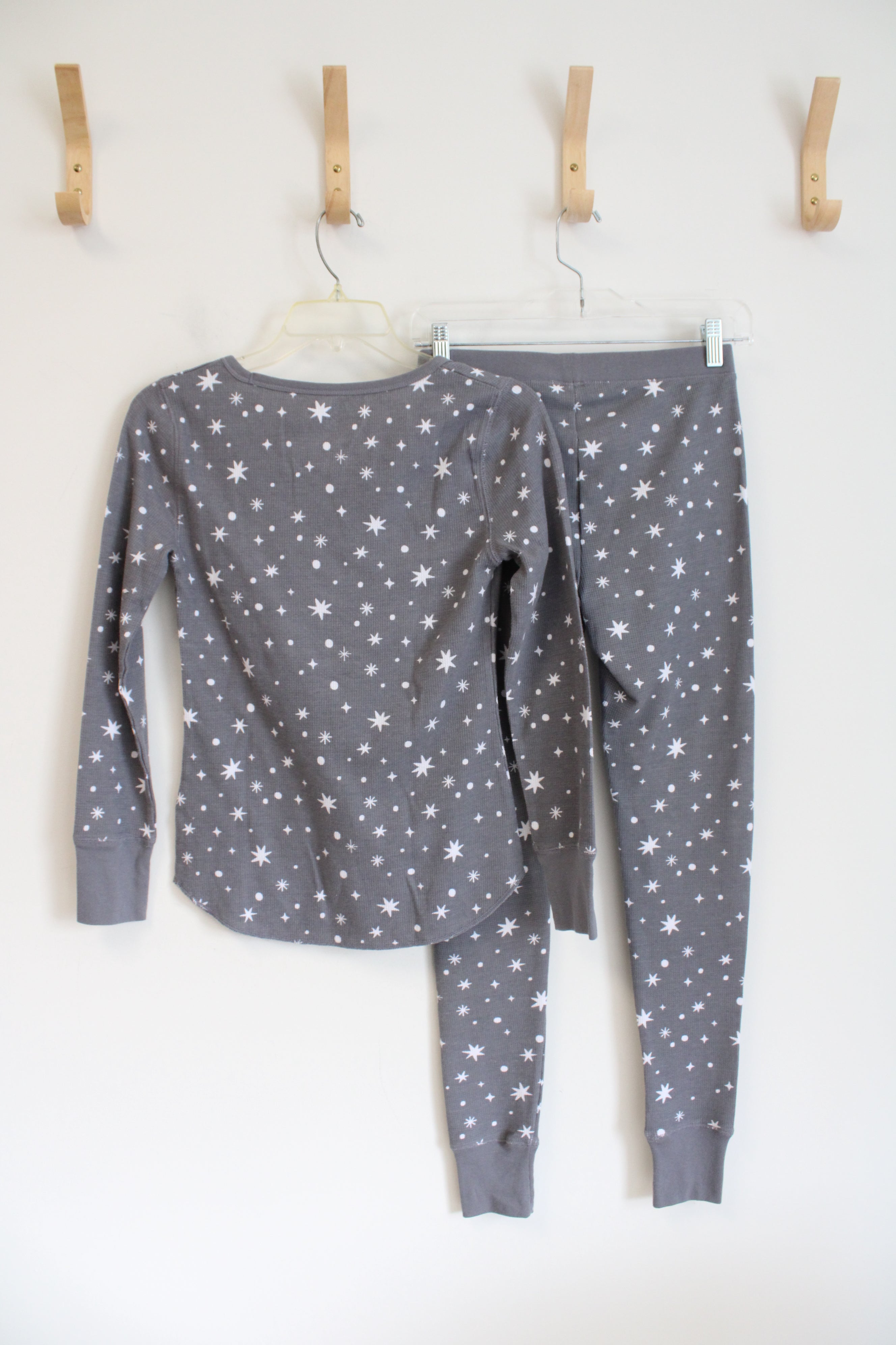 Old Navy Gray & White Star Waffle Knit 2-Piece Pajama Set | XS