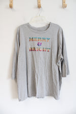 Lane Bryant Gray "Merry & Bright" Long Sleeved Top | 22/24