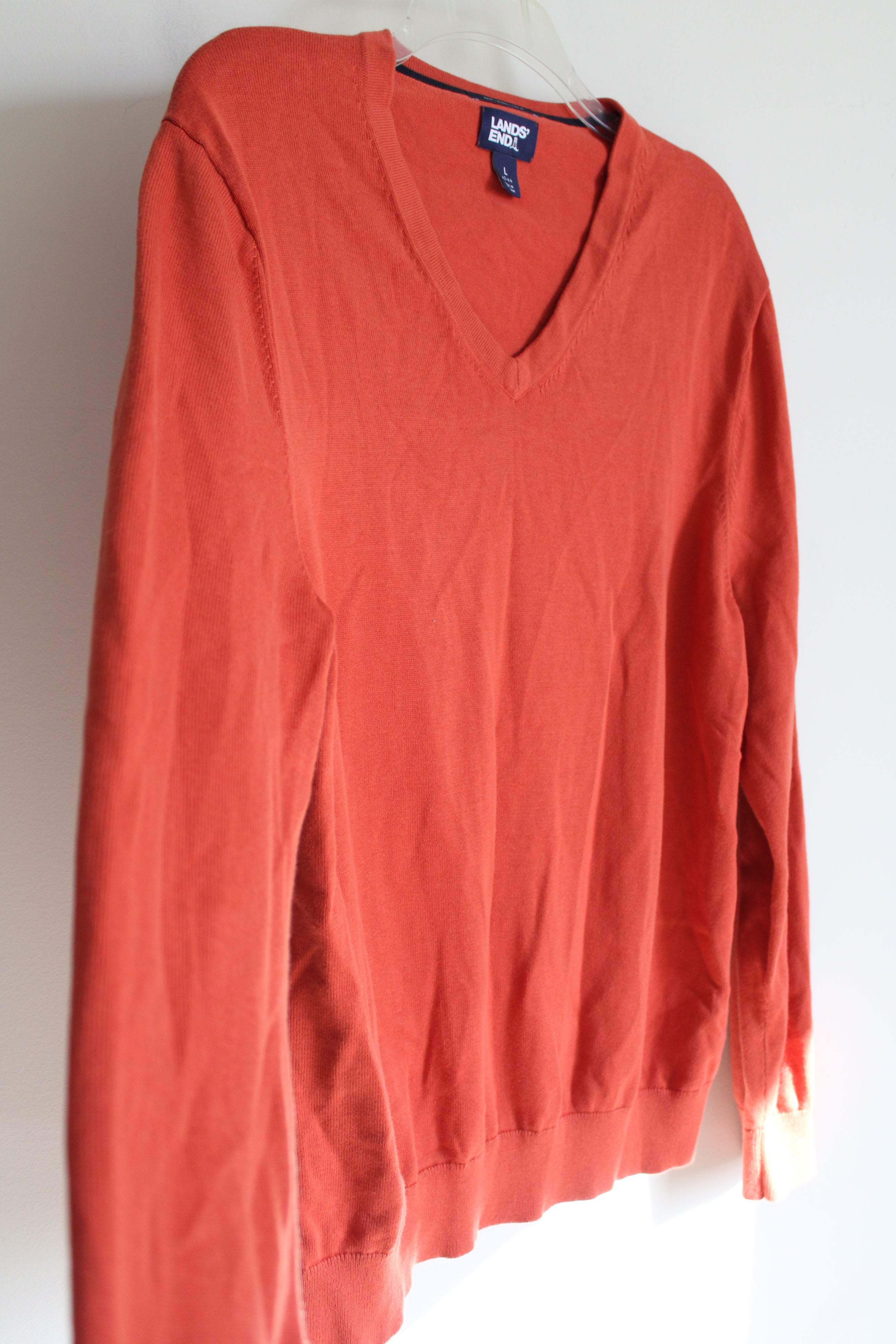 Lands' End Orange Knit Supima Cotton Sweater | L