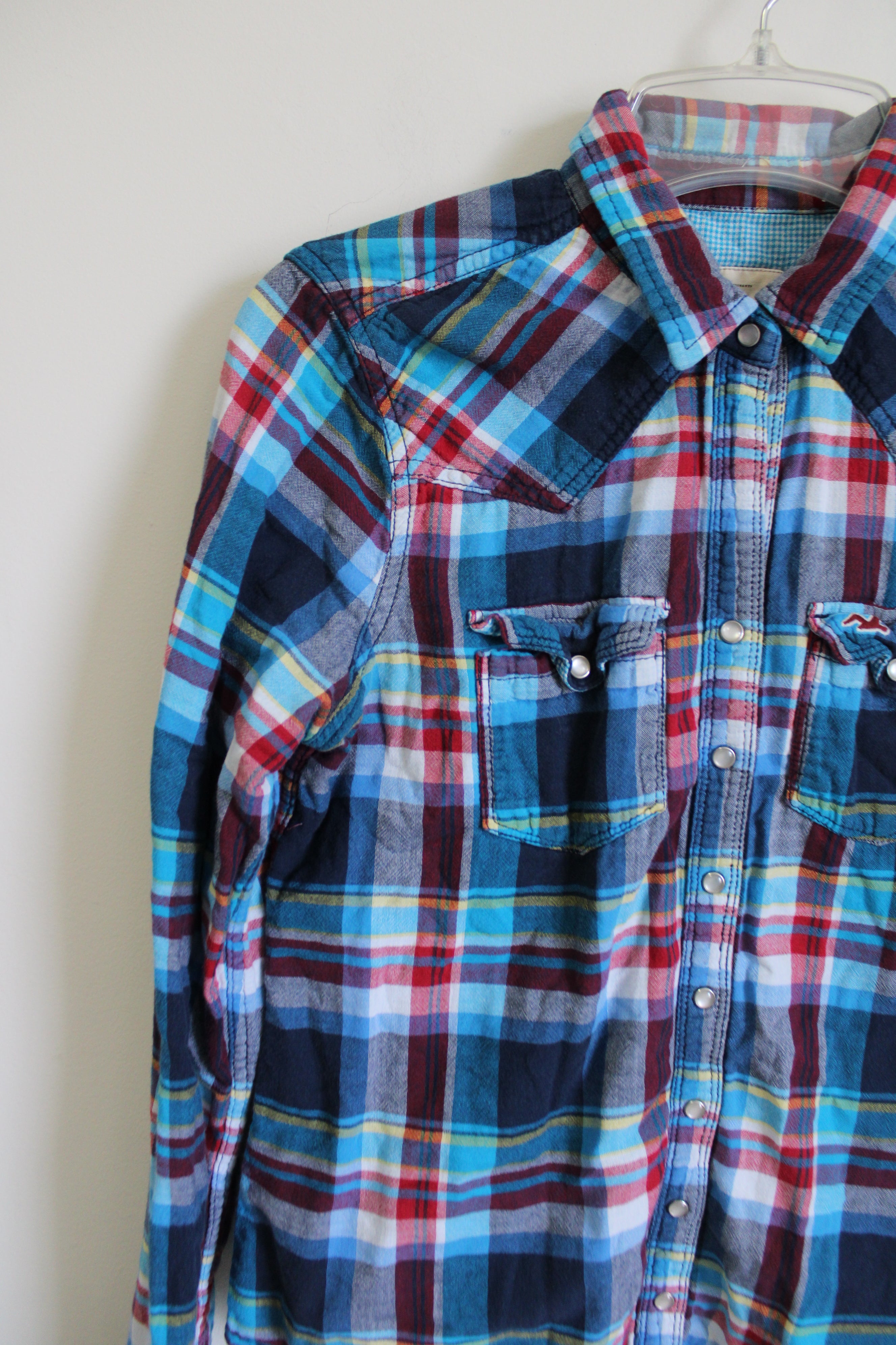 Hollister Blue Plaid Button Down Shirt | M