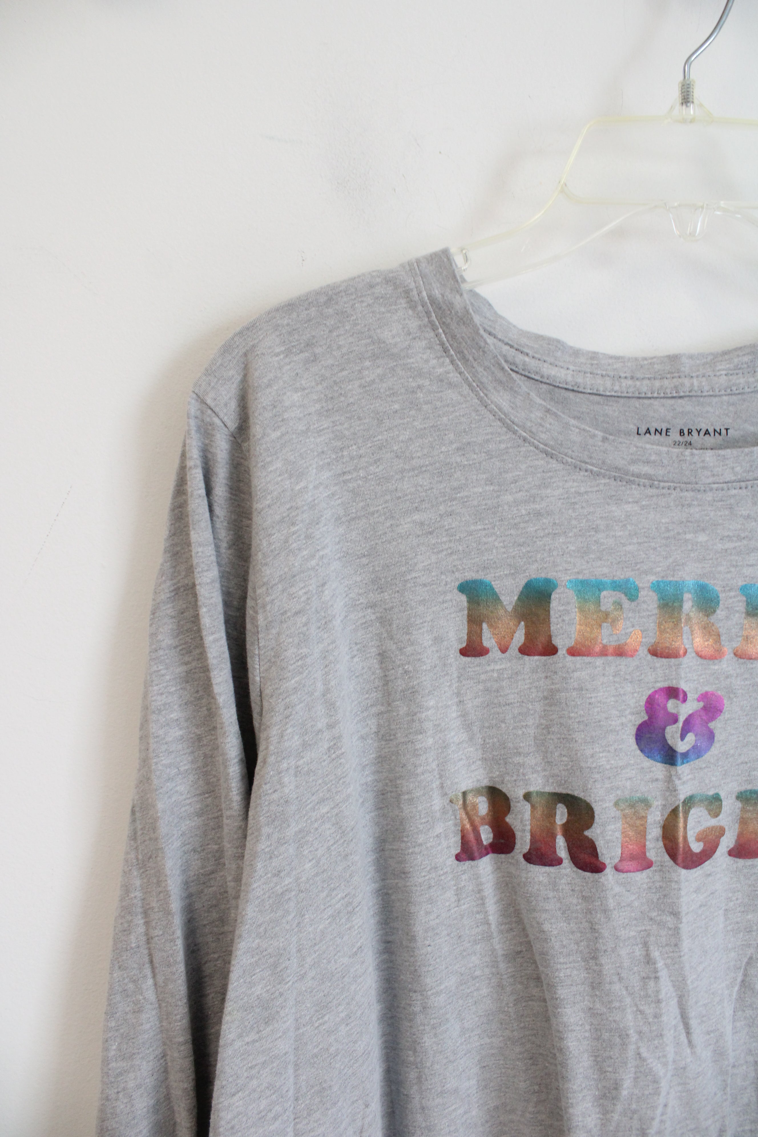 Lane Bryant Gray "Merry & Bright" Long Sleeved Top | 22/24