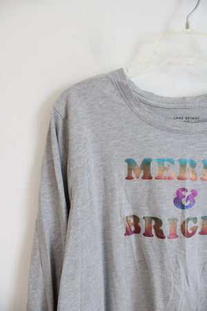 Lane Bryant Gray "Merry & Bright" Long Sleeved Top | 22/24