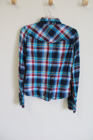 Hollister Blue Plaid Button Down Shirt | M