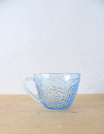 Kig Indonesia Vintage Fruit Patterned Blue Clear Glass Punch Bowl & Cup Set