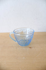 Kig Indonesia Vintage Fruit Patterned Blue Clear Glass Punch Bowl & Cup Set