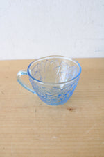 Kig Indonesia Vintage Fruit Patterned Blue Clear Glass Punch Bowl & Cup Set