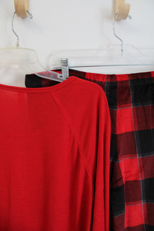 Stars Above Soft Red & Black Plaid 2-Piece Pajama Set | XL