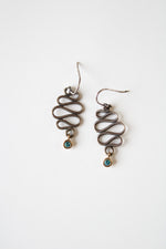 Blue Stone Sterling Silver Swirl Dangle Earrings