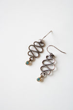 Blue Stone Sterling Silver Swirl Dangle Earrings