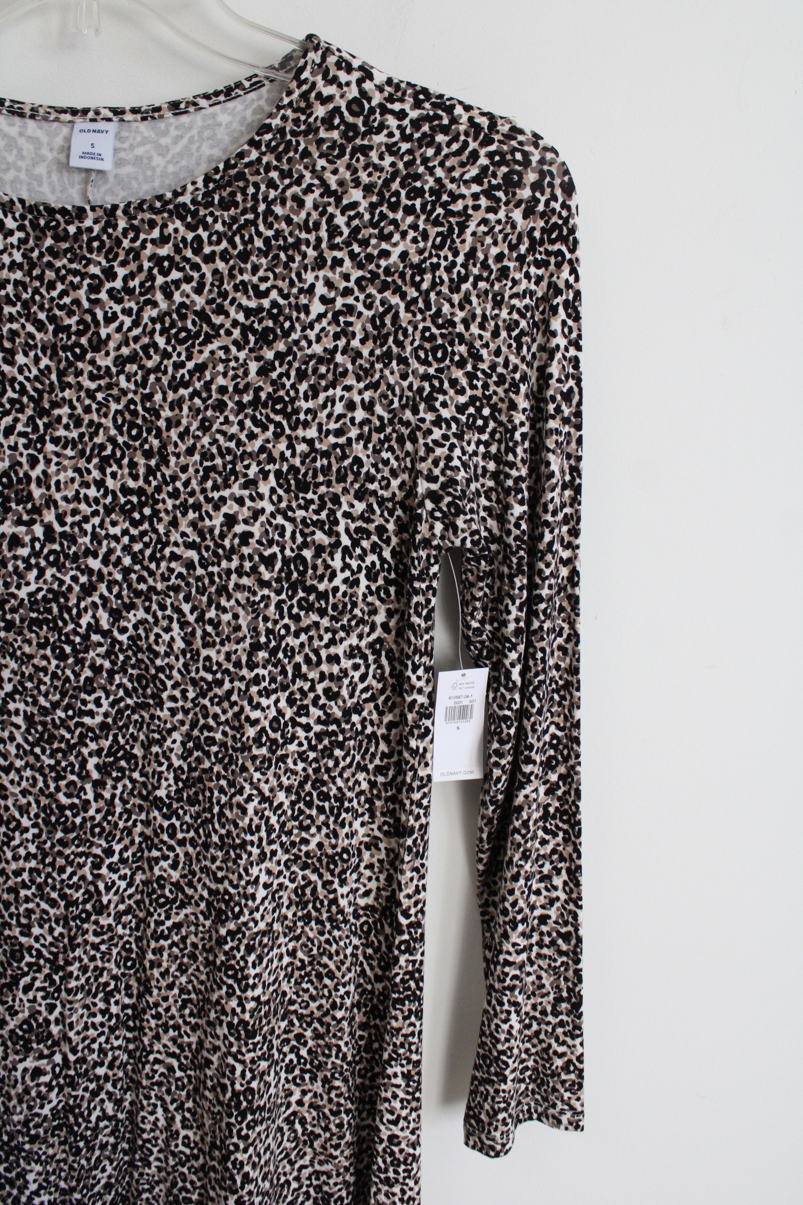 NEW Old Navy Leopard Print Long Sleeved Swing Dress | S