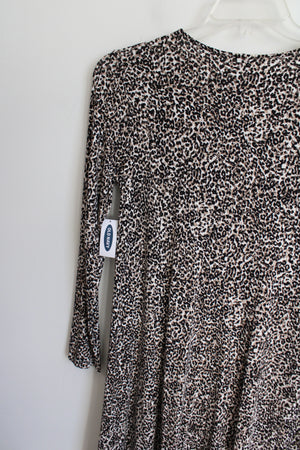 NEW Old Navy Leopard Print Long Sleeved Swing Dress | S