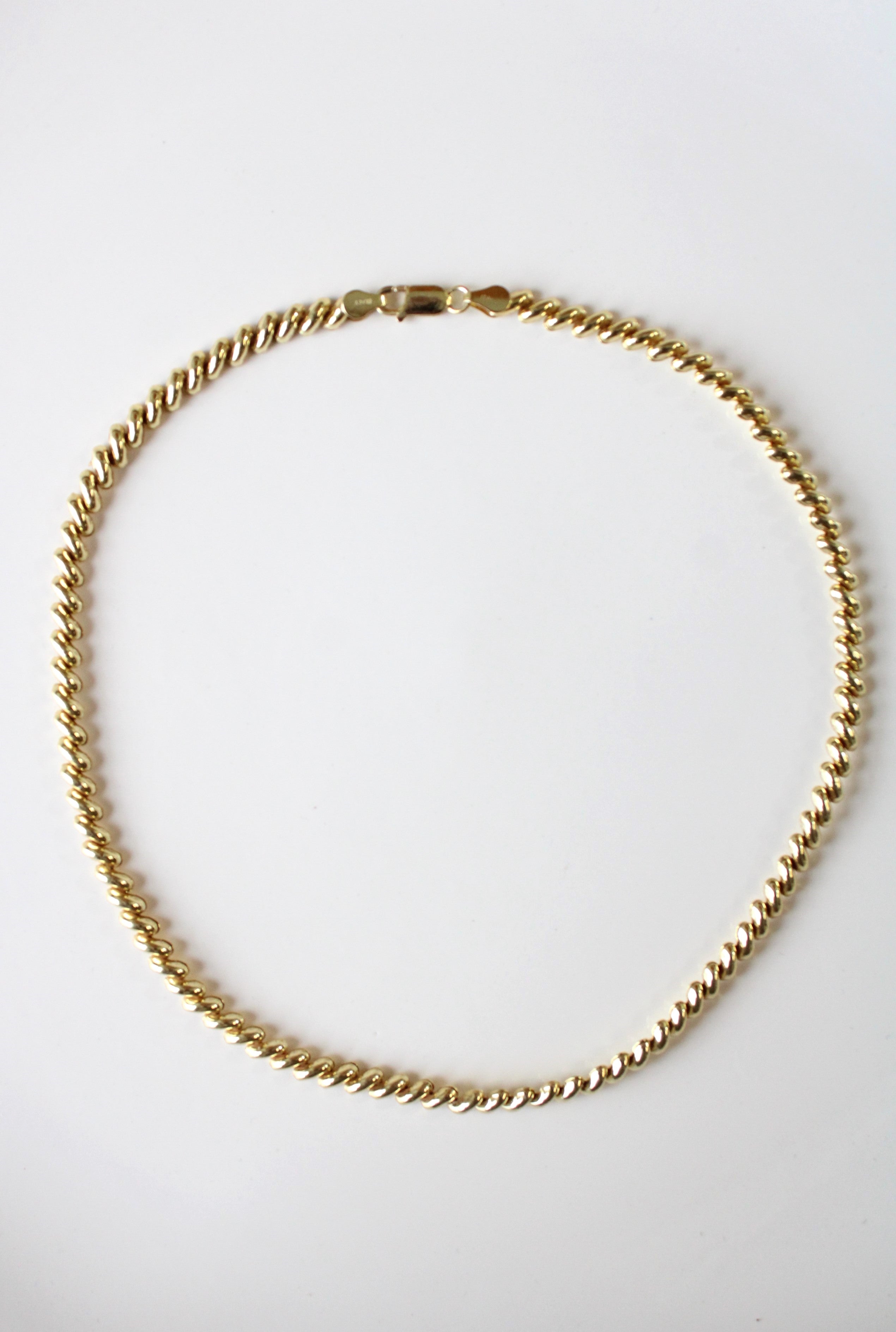 Gold Coated Sterling Silver Sculpted Cable Chain Necklace