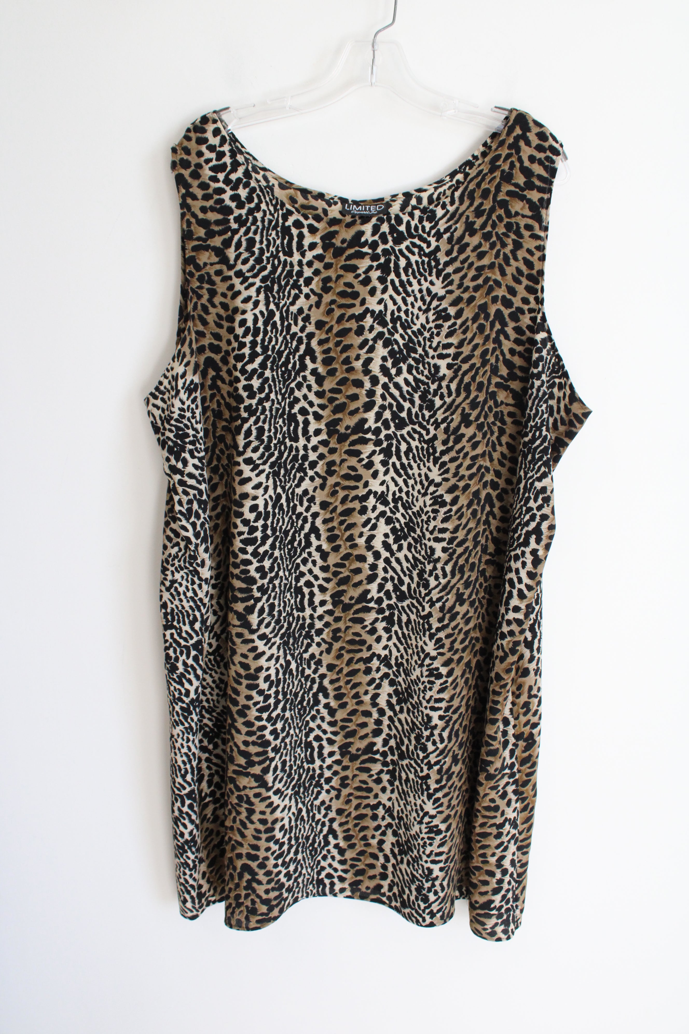 Limited Apparel Inc. Vintage Green Cheetah Print Chiffon Dress | 2XL