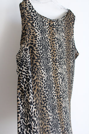 Limited Apparel Inc. Vintage Green Cheetah Print Chiffon Dress | 2XL