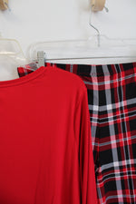 Secret Treasures Red Black & White Plaid "Santa Baby" 2-Piece Pajama Set | L