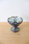 Indiana Glass Vintage Harvest Grape Blue Iridescent Carnival Glass Candle Holder