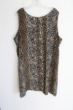 Limited Apparel Inc. Vintage Green Cheetah Print Chiffon Dress | 2XL