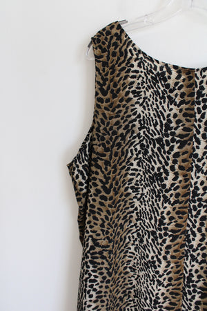 Limited Apparel Inc. Vintage Green Cheetah Print Chiffon Dress | 2XL