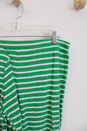 Green & White Striped Cotton 2-Piece Pajama Set | XL