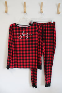 Croft & Barrow Red & Black Plaid Joy 2-Piece Pajama Set | M