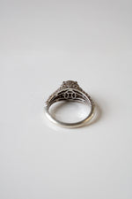 Clear Crystal Round Stone Intricate Etched Ring | Size 10