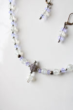 Swarovski Crystal Purple & Clear Glass Stone Beaded Necklace & Earring Set