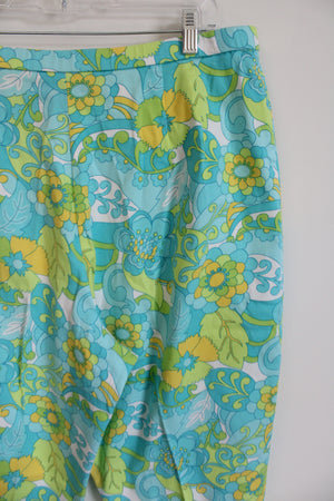 Briggs Green Blue Yellow Floral Capri Pants | 18