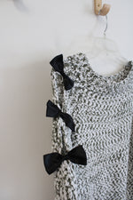 Shein Green & White Bow Open Sleeved Sweater | M