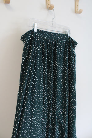 Shein Curve Dark Green & White Polka Dot Slitted Maxi Skirt | 3XL