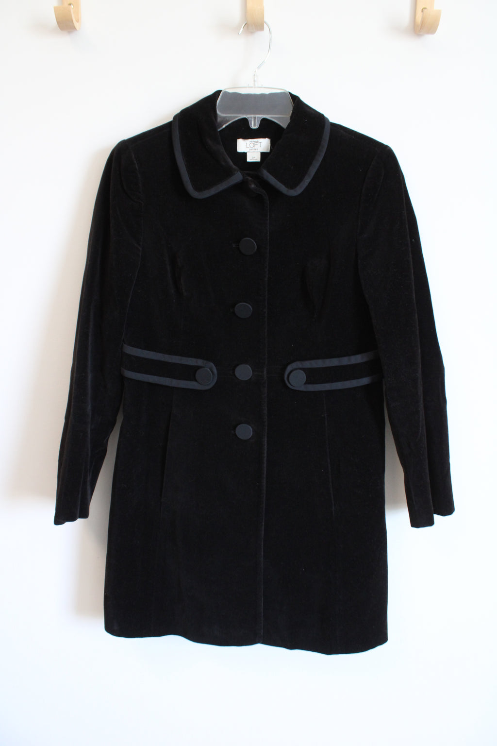 Ann Taylor Black Velvet Pea Coat | 2 Petite