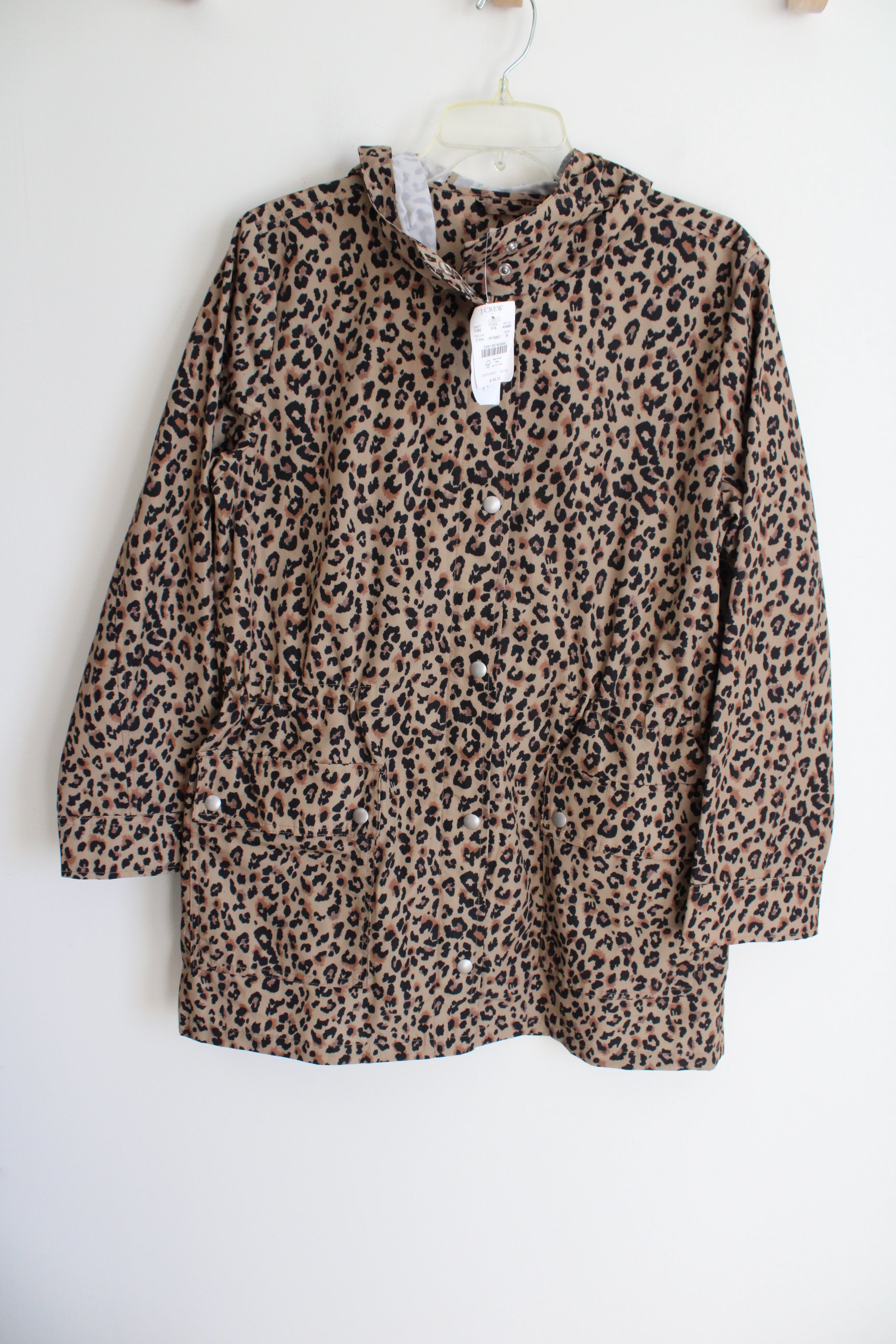 NEW J.Crew Leopard Print Water Resistant Rain Jacket M Jubilee Thrift